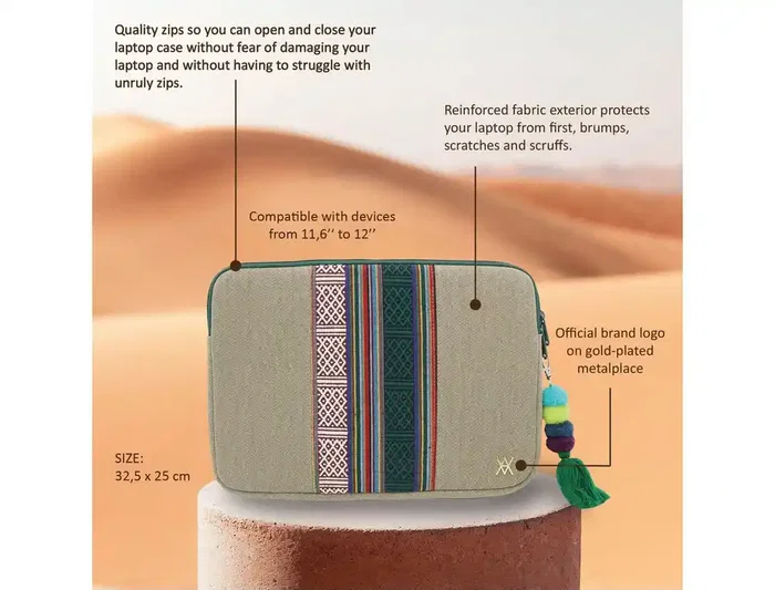 Funda para portátil Vam Vam Casablanca 12 pulgadas, protección acolchada y diseño artístico