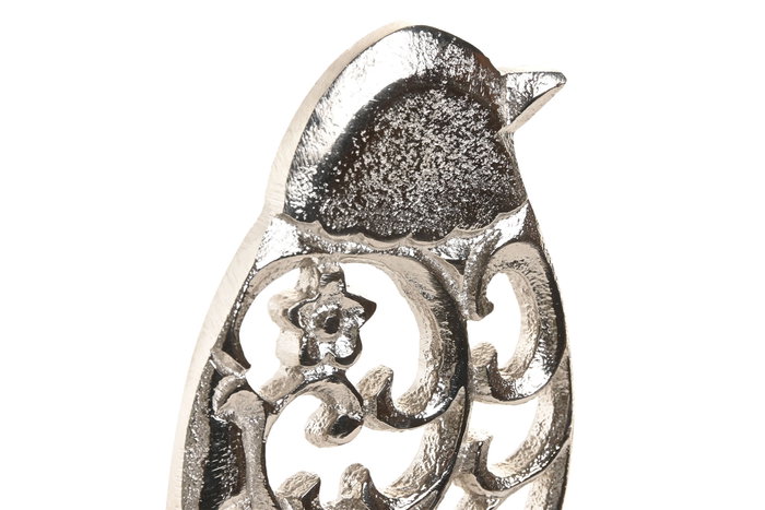 DKD Home Decor Set de 2 Figuras de Pájaro Gris con Mango en Aluminio