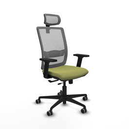 PIQUERAS Y CRESPO Silla de oficina Haches con mecanismo Sincro/Traslack, Verde oliva y Gris