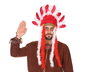 Penacho Plumas Indio Rojo Blanco Hombre Adulto Accesorio