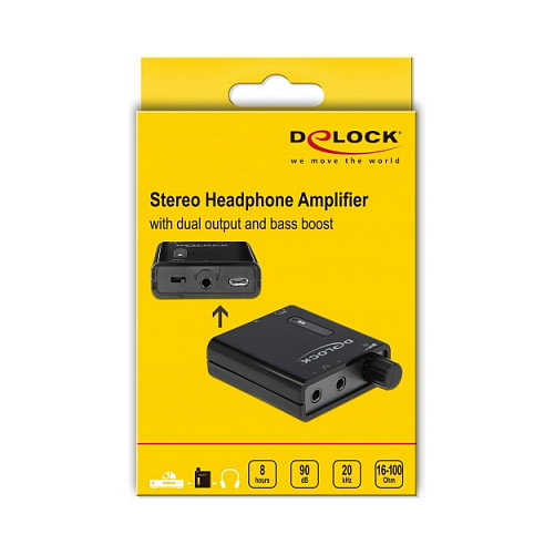 DeLOCK 64056 Amplificador de auriculares estéreo portátil con refuerzo de graves