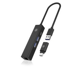 ICY BOX IB-HUB1439-LAN Hub con USB 3.2 Gen 1 y Ethernet Gigabit