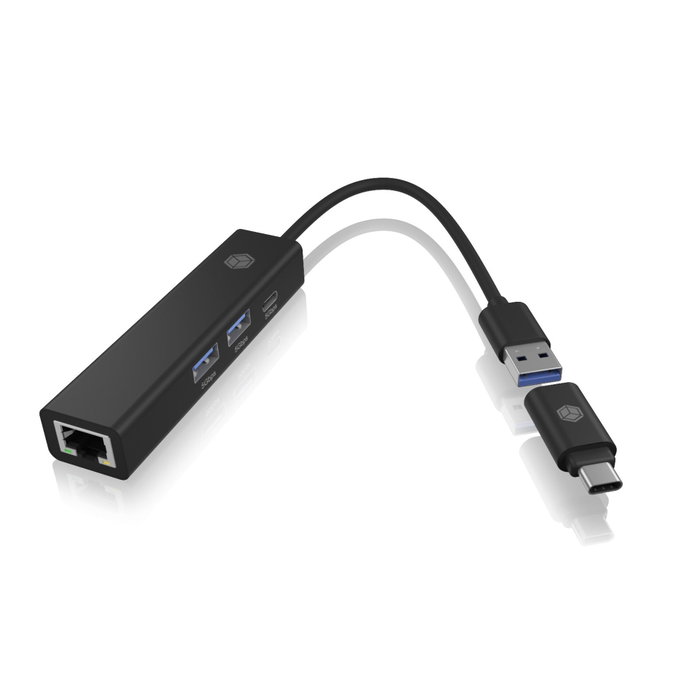 ICY BOX IB-HUB1439-LAN Hub con USB 3.2 Gen 1 y Ethernet Gigabit
