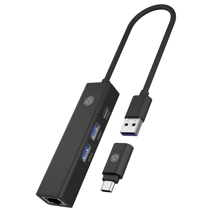 ICY BOX IB-HUB1439 Hub USB 3.2 Gen 1 con Gigabit Ethernet RJ45 Negro