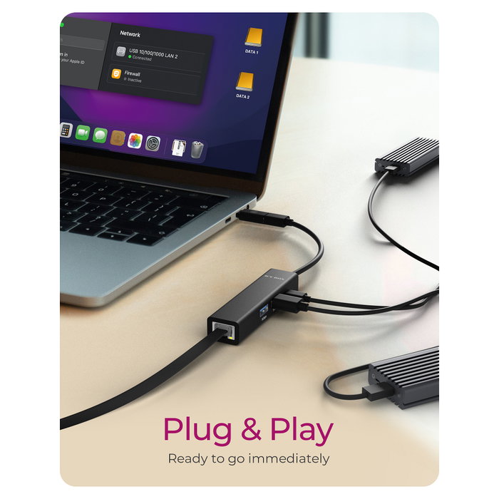 ICY BOX IB-HUB1439 Hub USB 3.2 Gen 1 con Gigabit Ethernet RJ45 Negro