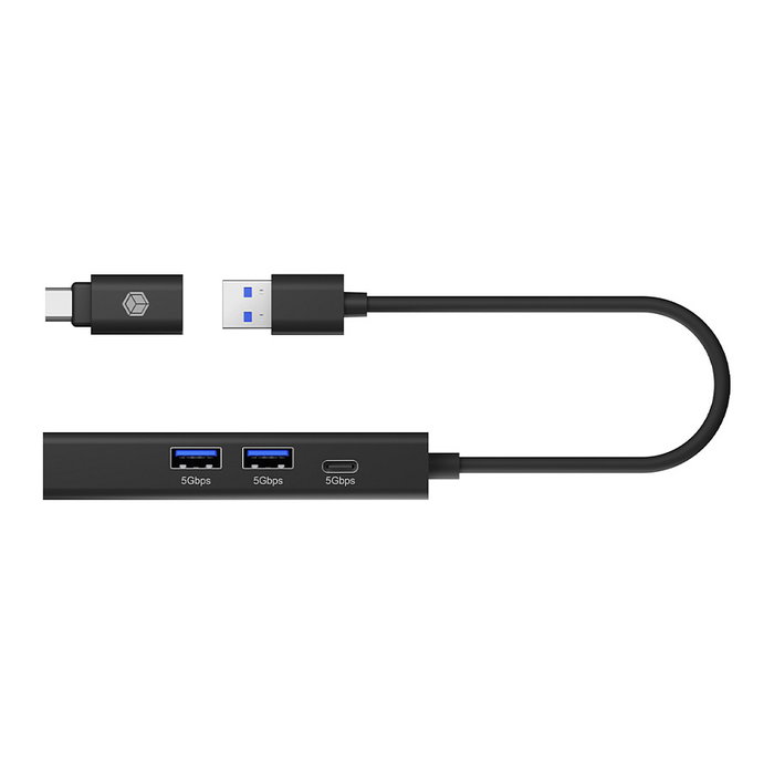 ICY BOX IB-HUB1439 Hub USB 3.2 Gen 1 con Gigabit Ethernet RJ45 Negro