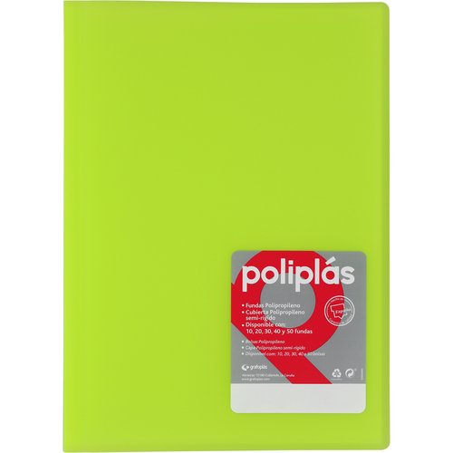 Grafoplás Carpeta Poliplás de Polipropileno con 10 Fundas Verde Claro