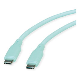 ROLINE Cable USB 2.0 Tipo C a C, Silicona, Verde, 1 m