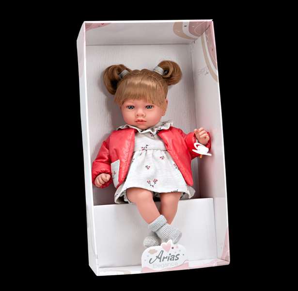 Muñecas Arias Muñeca Elegance 40 cm Aria Coral con Mecanismo de Risa Try Me