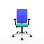 PIQUERAS Y CRESPO Silla de oficina Motilla con mecanismo Sincro/Traslack, Turquesa y Azul