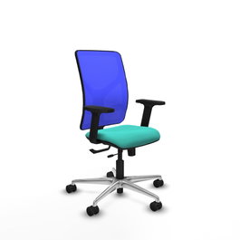 PIQUERAS Y CRESPO Silla de oficina Motilla con mecanismo Sincro/Traslack, Turquesa y Azul