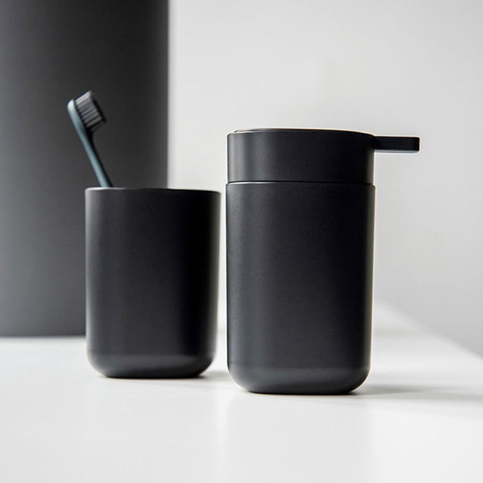 Wenko Dosificador de jabón Davos Negro Mate 24832100 - Plástico Polipropileno Alta Calidad