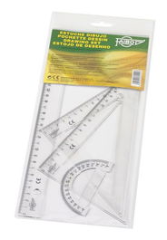 Equipo De Dibujo Faibo Pack De 4 Regla De 30 Cm Escuadra 45º De 25 Cm Cartabon 60ª De 25 Cm Semicirculo De 9 Cm (Set de 20)