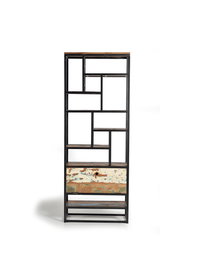 Giner y Colomer Estantería Madera Reciclada y Metal Negro 212 cm Alto