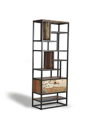 Giner y Colomer Estantería Madera Reciclada y Metal Negro 212 cm Alto