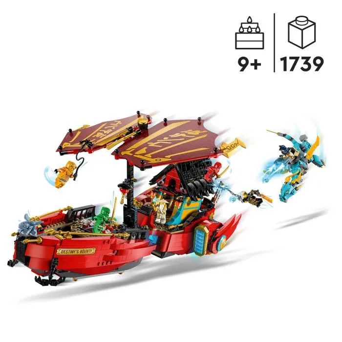 LEGO NINJAGO 71797 The Ninjas HQ - La carrera contra el reloj, juguete con 2 figuras de dragón