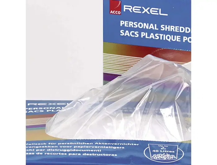 Rexel Bolsas Residuos Reciclables para Destructora AS 100, 115 L, Pack 100 Unidades
