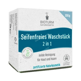 Bioturm Champú Gel Sólido 2 en 1 para Cabello y Cuerpo, Con Leche de Almendras Ecológica, 100 g
