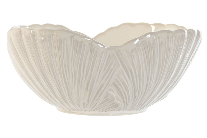 DKD Home Decor Ensaladera de Porcelana Blanca 20,5x20,5x9 cm