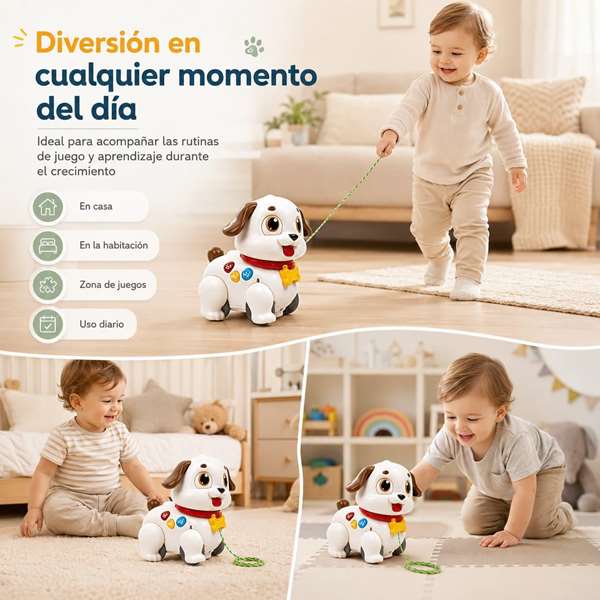 Hola Perro de arrastre infantil con luces y sonidos