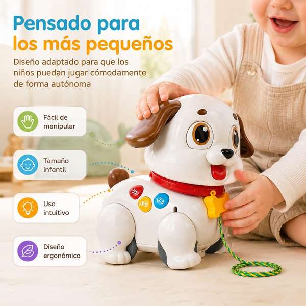 Hola Perro de arrastre infantil con luces y sonidos