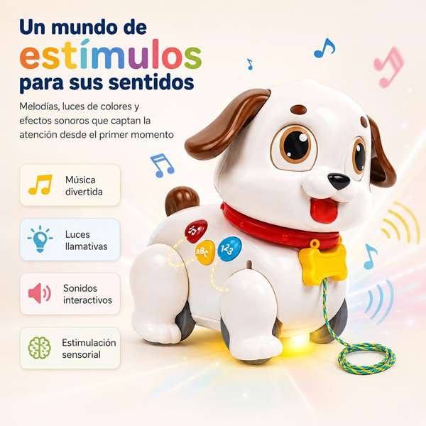 Hola Perro de arrastre infantil con luces y sonidos