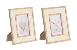 DKD Home Decor Marco Foto Hangzhou design 26b Mediterraneo MDF y Ratan Natural 10x15 cm (4 Unidades)