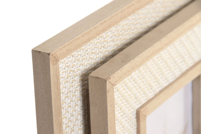 DKD Home Decor Set de 2 Marcos de Fotos 10x15 en Ratán y MDF Natural