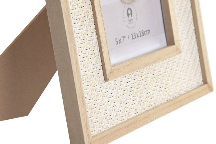 DKD Home Decor Set de 2 Marcos de Fotos 10x15 en Ratán y MDF Natural