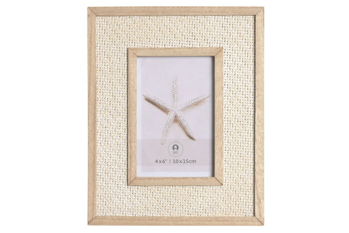 DKD Home Decor Set de 2 Marcos de Fotos 10x15 en Ratán y MDF Natural