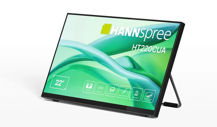 Hannspree HT220CUA Monitor táctil de 21.4" / 54.5 cm Full HD 1920x1080 IPS LED 6 ms 270 cd/m² Negro con altavoces, HDMI, DisplayPort y montaje VESA