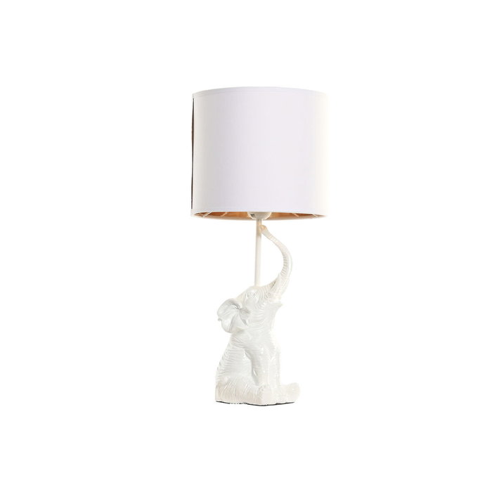 DKD Home Decor Lámpara de Sobremesa Elefante Blanco y Dorado