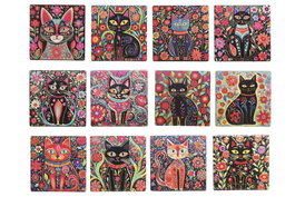 DKD Home Decor Posavasos de Dolomita Gato Surtido 12 Piezas