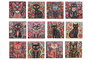 DKD Home Decor Posavasos de Dolomita Gato Surtido 12 Piezas