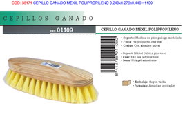 Cepillo Ganado Mexil de polipropileno 0,240x0,270x0,440m