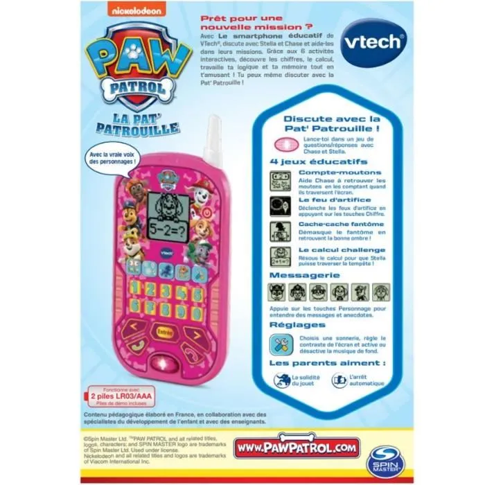 VTECH PAW PATROL El Smartphone Educativo Rosa Idioma Francés