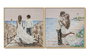 DKD Home Decor Cuadro Lienzo Pareja Playa 100x100 cm (Pack de 2)