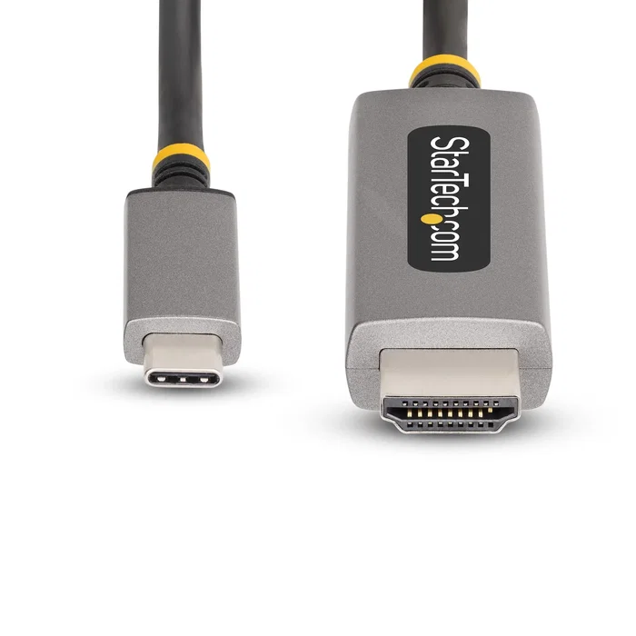 StartTech Adaptador/Cable 136B-USBC-HDMI213M USB-C (Tipo C) a HDMI 2.1 3m (10ft) 8K 60Hz, 4K 144Hz, HDR10, HDCP, Dolby Atmos, Compatible con DP Alt Mode, Thunderbolt, gris