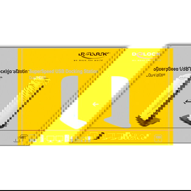 DeLOCK Docking Station USB 3.2, Dual HDMI Full-HD, Ethernet LAN, Audio