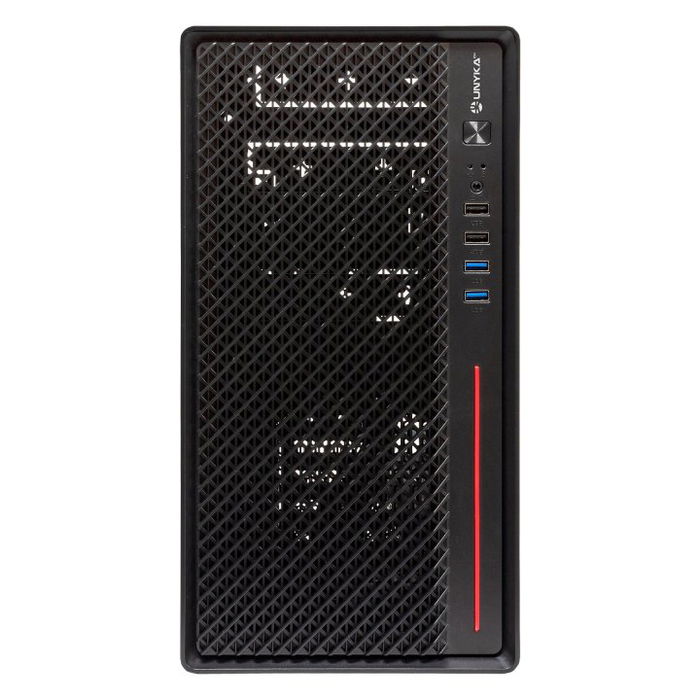 Unykach Caja Ordenador Numen 300 Pro Micro ATX - Torre Negra con Rojo, Compatible ITX/Micro ATX, 4 Ranuras, Ventilación 120 mm, para Gráficas hasta 250 mm