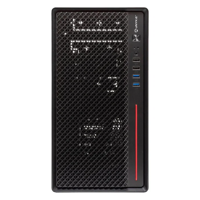 UNYKAch NUMEN 300 Pro Caja PC Torre Micro ATX Negro Rojo UK52121 con 4x USB (3.0 y 2.0), Flujo Aire Optimizado, Compatible ATX, Fuente NO Incluida