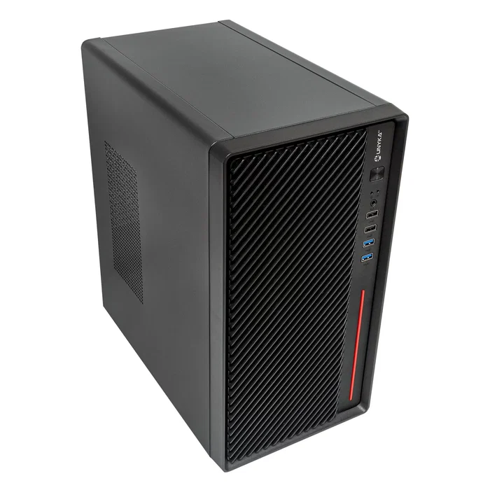 UNYKAch NUMEN 300 Pro Caja PC Torre Micro ATX Negro Rojo UK52121 con 4x USB (3.0 y 2.0), Flujo Aire Optimizado, Compatible ATX, Fuente NO Incluida