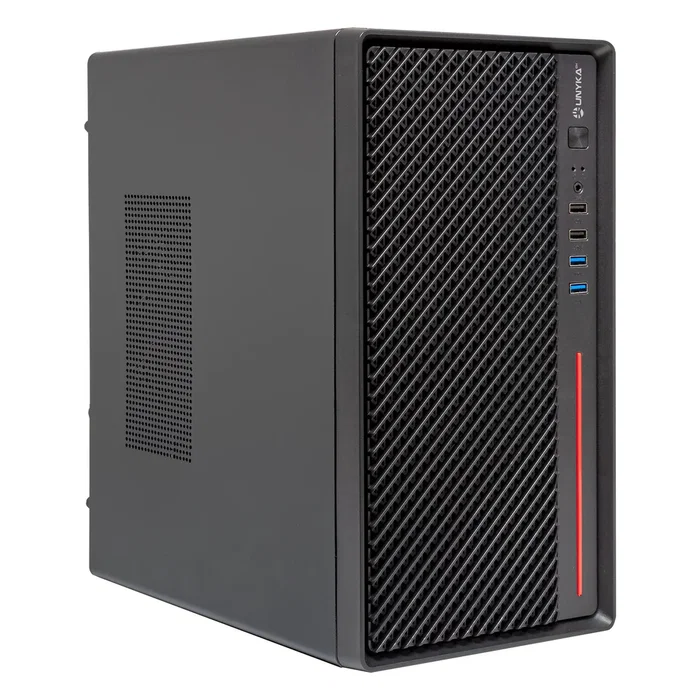 UNYKAch NUMEN 300 Pro Caja PC Torre Micro ATX Negro Rojo UK52121 con 4x USB (3.0 y 2.0), Flujo Aire Optimizado, Compatible ATX, Fuente NO Incluida