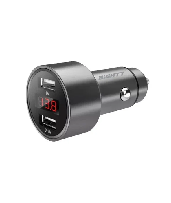 Eightt ECC2 Cargador de Coche con 2 Puertos USB y Display LED Gris Espacial Eightt ECC2 Cargador de Coche con 2 Puertos USB y Display LED Gris Espacial