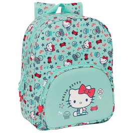 SAFTA Mochila Hello Kitty 34cm Adaptable a Carrito Portamochilas con Bolsillo Lateral para Botella y Hombreras Acolchadas