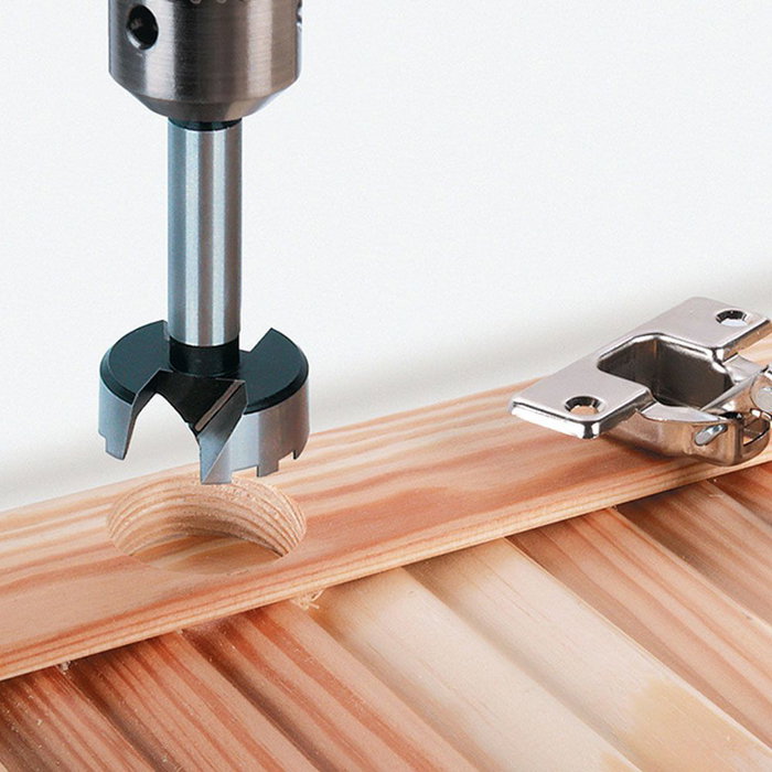 Wolfcraft 8728000 Broca Forstner ø35 mm con Guía para Agujeros de Bisagras en Madera Profesional Doméstico