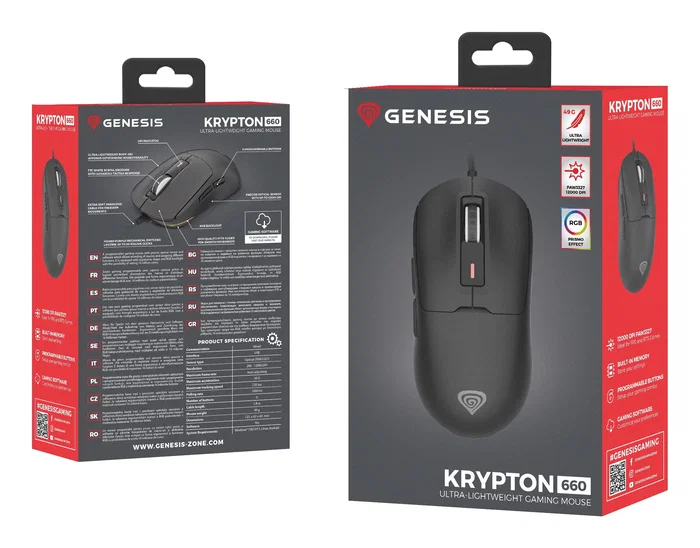Genesis Krypton 660 Ratón Gaming RGB 12000 DPI Negro