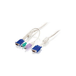 Level One Cable KVM de 5 m con VGA, PS/2 y USB en color blanco