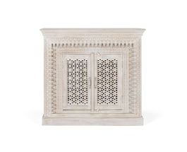 GINER Y COLOMER Aparador de Madera de Mango Blanco Envejecido 100x110x40 cm