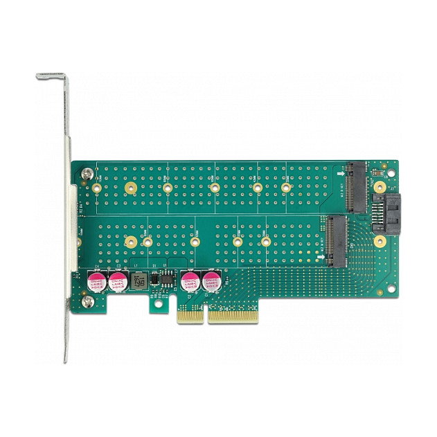 DeLOCK PCI Express x4 Tarjeta a 1x M.2 Key B + 1x NVMe M.2 Key M - Factor de Forma Low Profile, Compatible con PCIe 4.0 y SATA 3.0